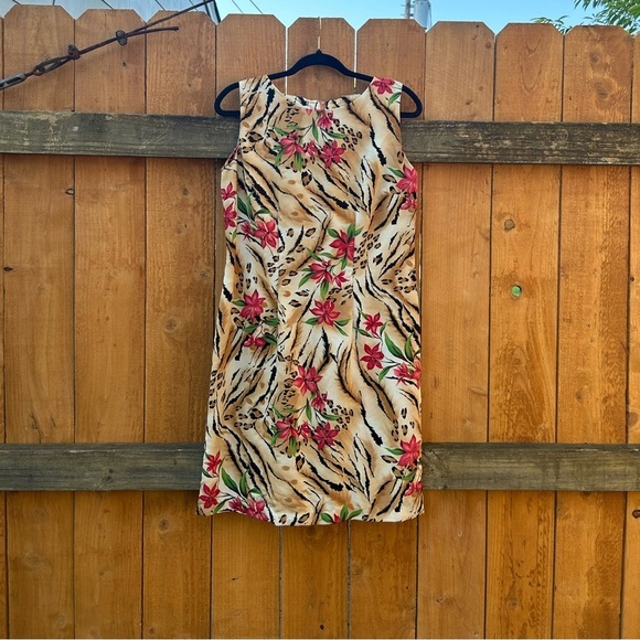 Dress barn animal print floral y2k dress‎ size 10 fall summer cheetah leopard - Picture 1 of 6